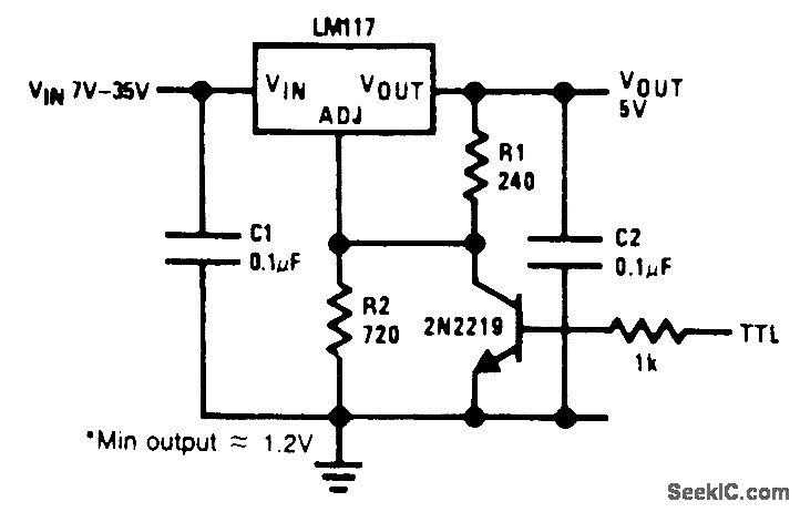 带电子关断功能的5V逻辑稳压器
