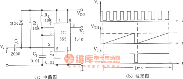 555构成的单稳电路用作分频器
