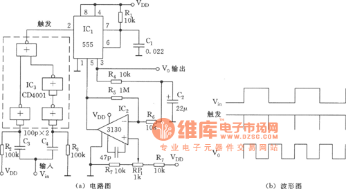 具有50％占空比的倍频器(555)