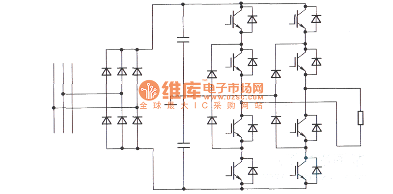 具有快速短路保护的中频电源的主回路电路图
