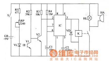 收割机仓满提醒器电路图（一）