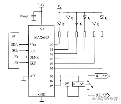 MAX6965驱动白光LED电路图
