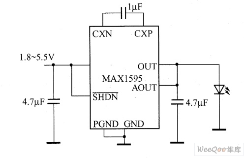 MAX1595驱动白光LED电路图