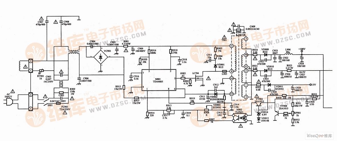 康佳T3166A彩色电视机开关电源电路图
