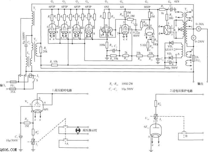 2kVA电子管交流稳压器原理电路图